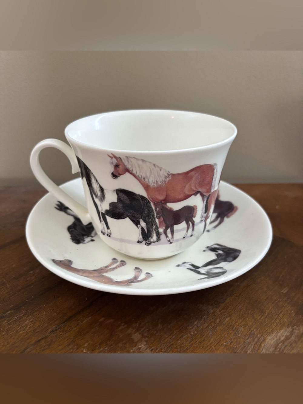 Roy Kirkham "My Horse" Bone China Oversized Breakfast Teacup and Saucer Set